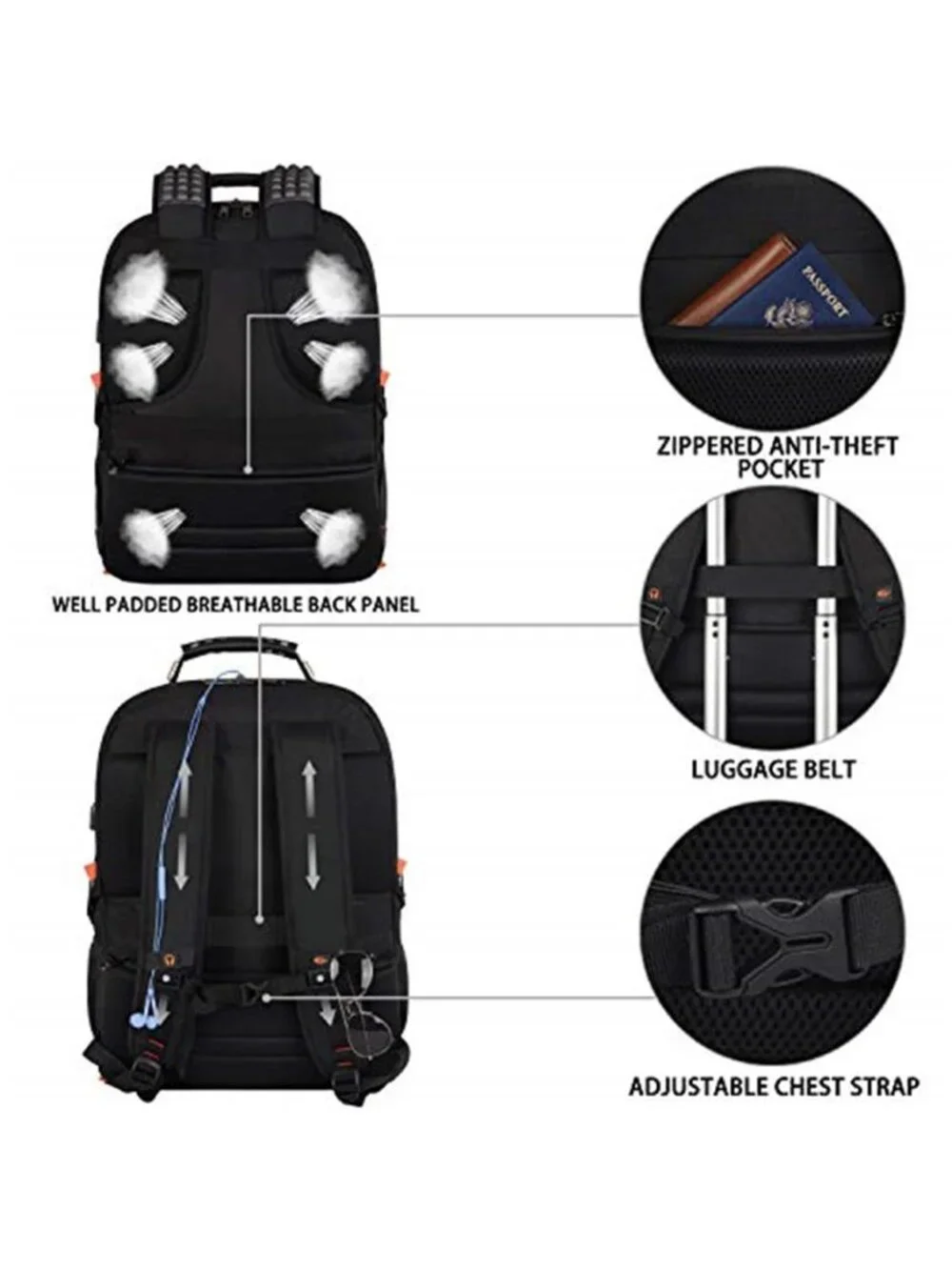 Extra Large Travel Laptop Backpack TSA Gaming Computer Backpack RFID Bag